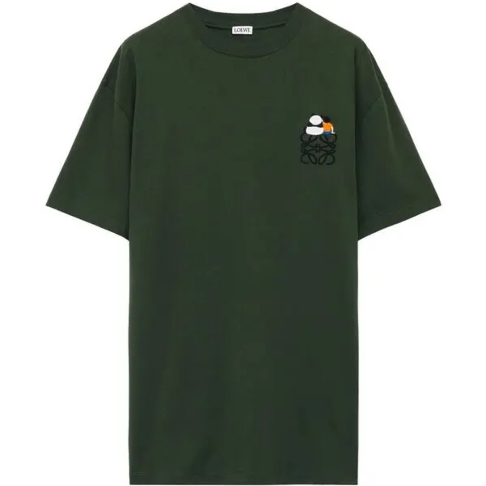 Brand New Loewe Men's Green X Suna Fujita Logo T-shirt, Medium